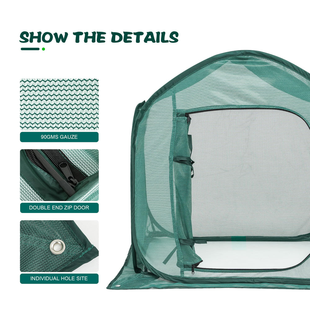 ToBoom zippered D-door detail showing easy access and harvest convenience