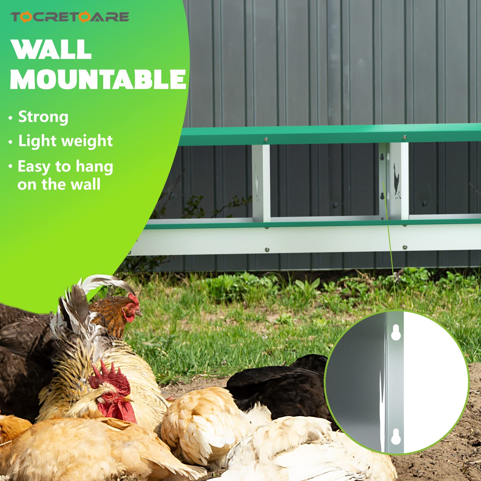TOCRETOARE nesting box installed in a chicken coop showing tidy, accessible egg collection