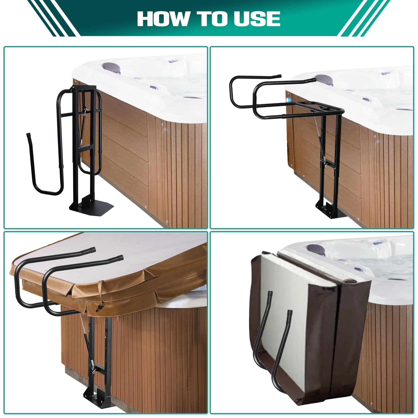 TOCRETOARE reinforced bracket detail highlighting strong support to protect your spa cover