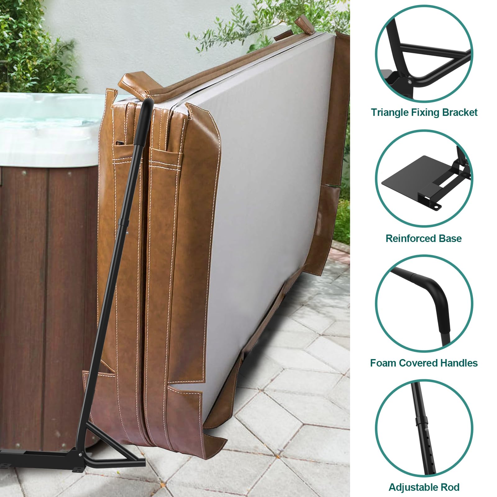 TOCRETOARE size comparison measurements showing fit for tubs up to 96 inches wide