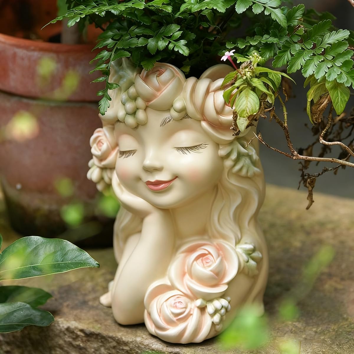 Togestar front view showing fairy head planter and elegant display benefit