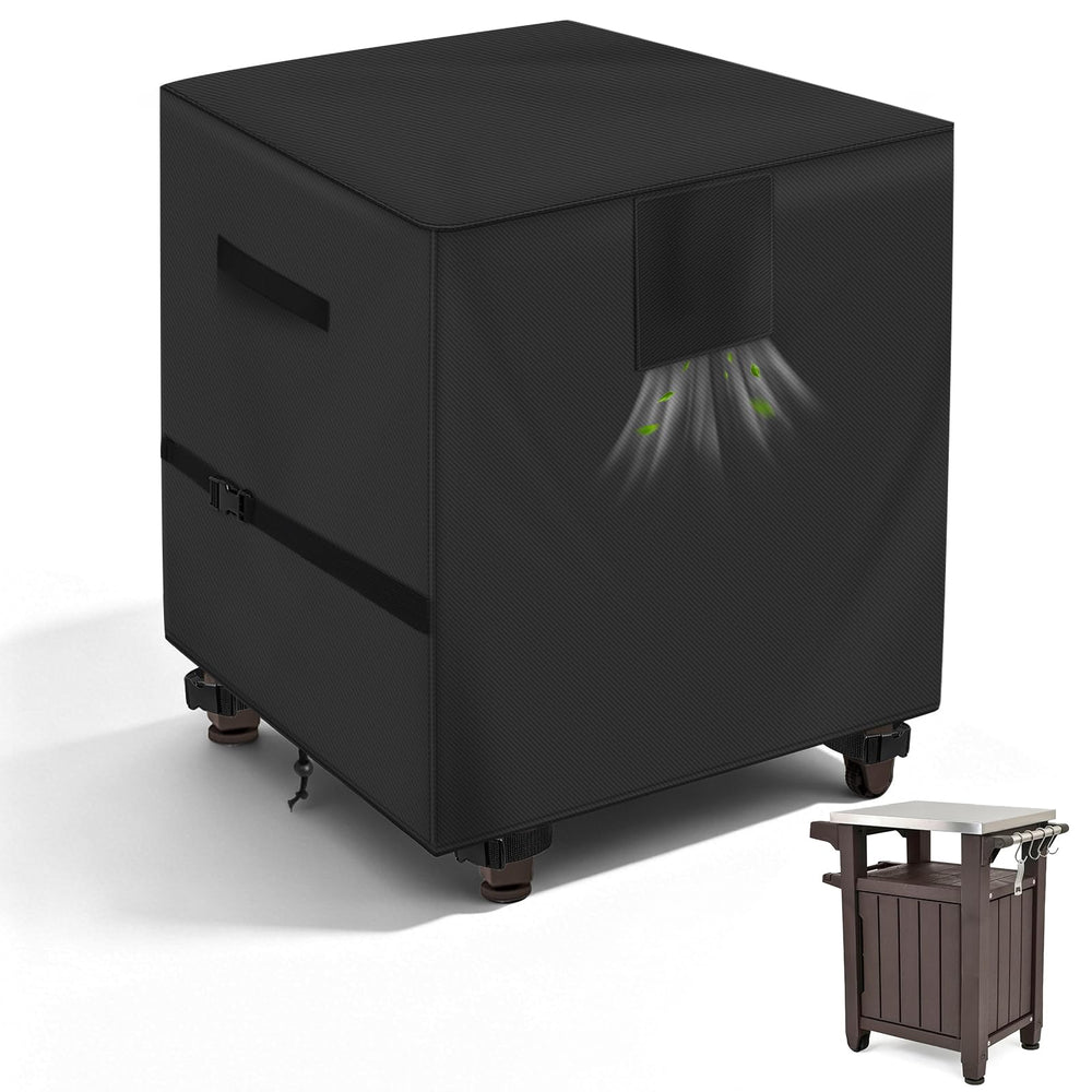 TOHONFOO front view on 30-inch Keter prep table showing full coverage and protection