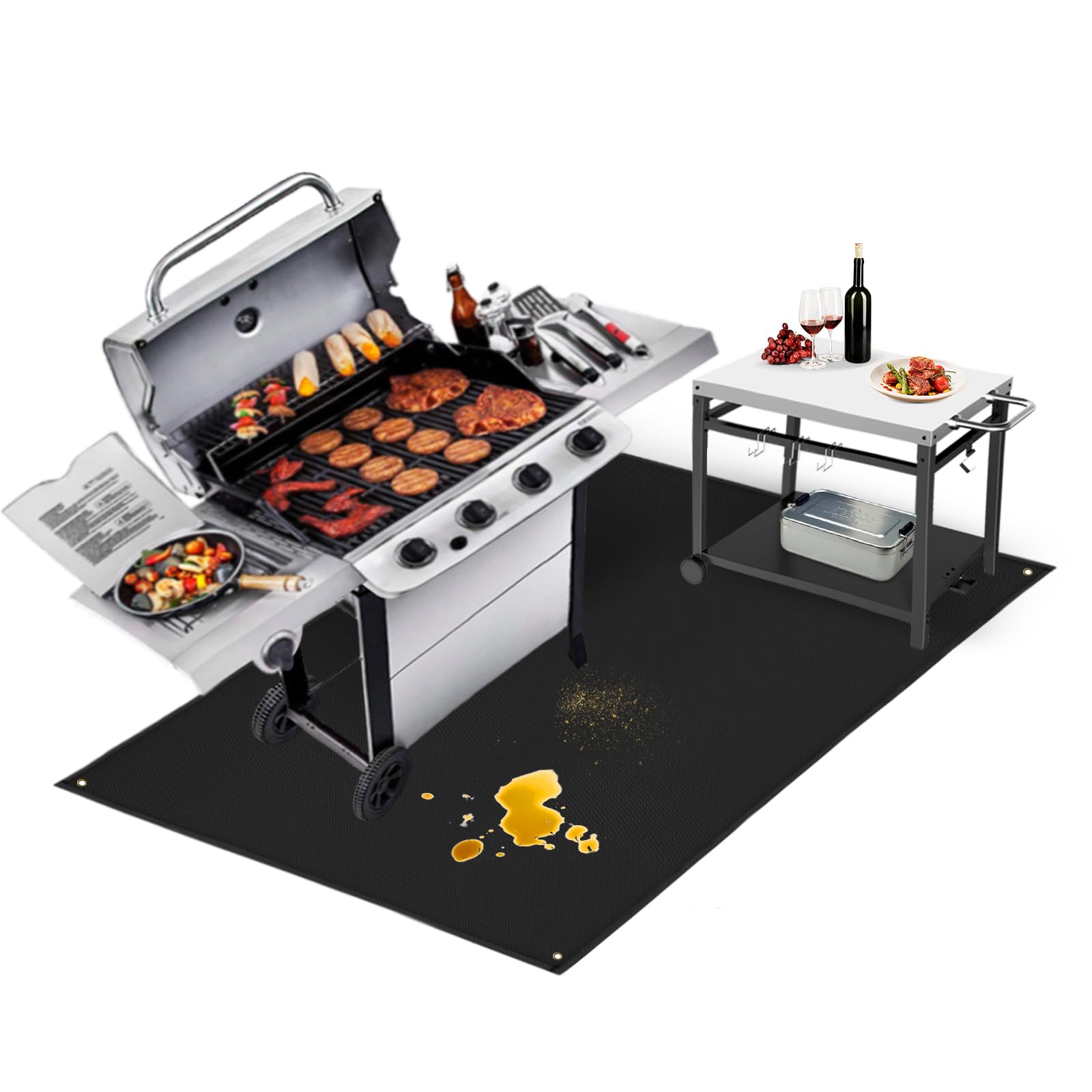 TOHONFOO front view large grill mat protecting deck surface
