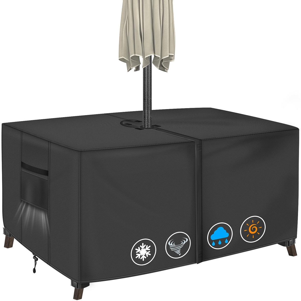 TOHONFOO front view of black rectangular table cover protecting table