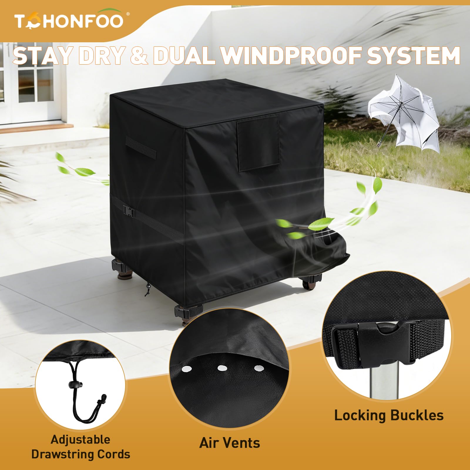 TOHONFOO wide woven handles making cover removal quick and comfortable