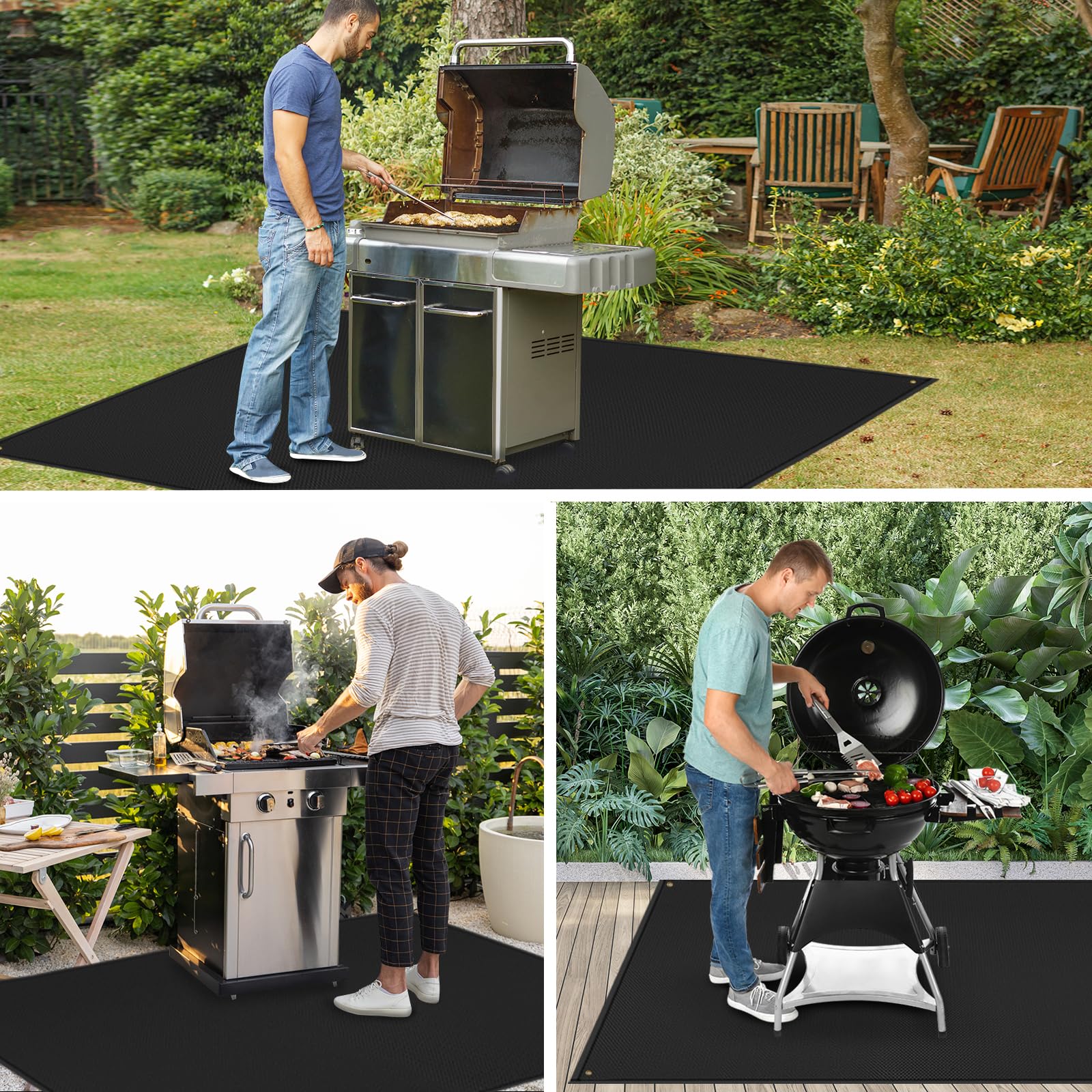 TOHONFOO lifestyle shot of backyard barbecue highlighting deck protection benefit