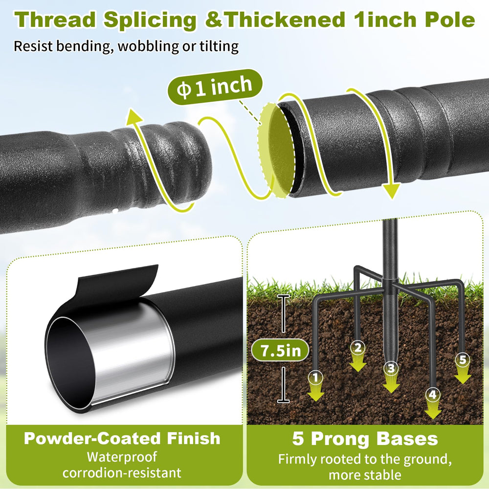 TOKPLNU pole set in garden at different heights showing placement flexibility benefit