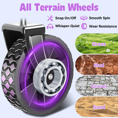 TOKXTIK thick all-terrain wheels image demonstrating smooth rolling over sand and gravel