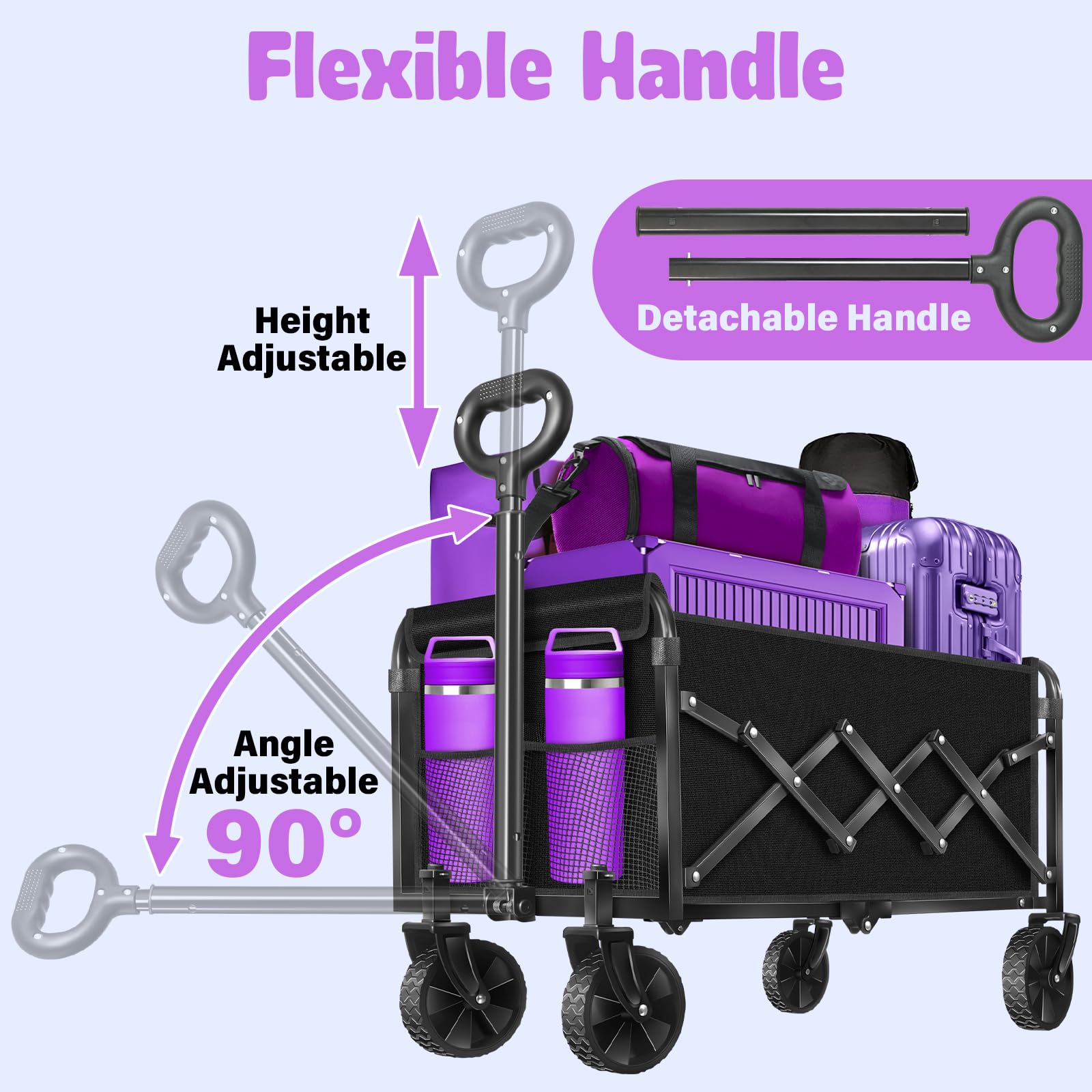 TOKXTIK folded compact wagon in trunk showing space-saving portability and simple storage