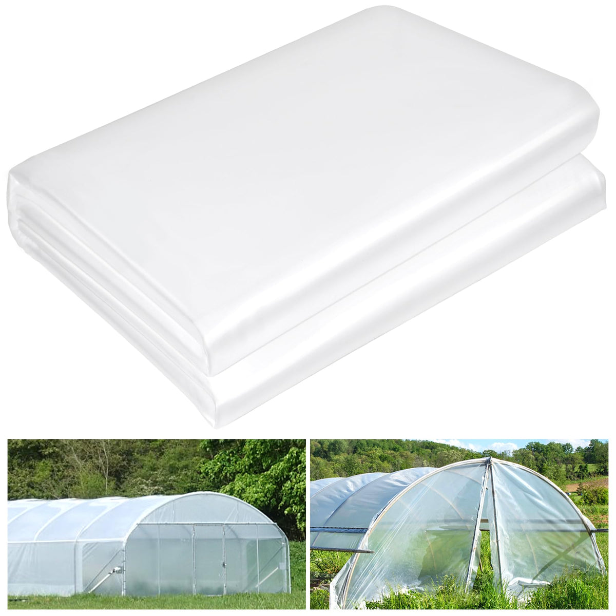 ToLanbbt front view of clear greenhouse sheet showing coverage benefit