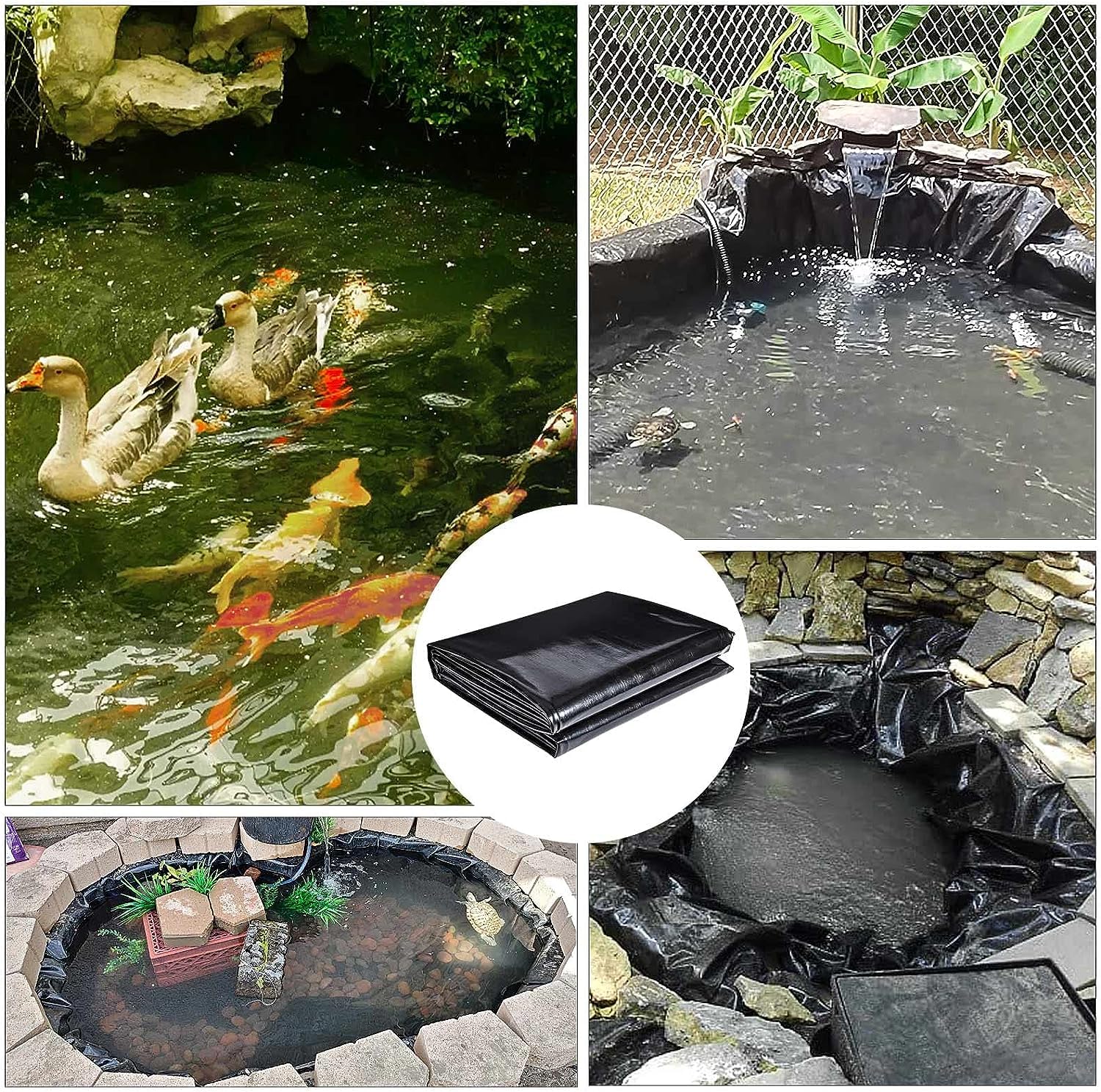 ToLanbbt liner under a backyard waterfall showcasing durable outdoor use