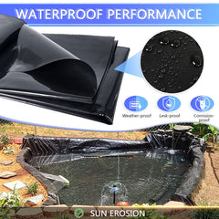 ToLanbbt liner installed in backyard pond, creates clear water barrier