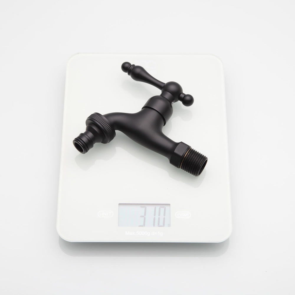 TOLIWEL faucet with garden hose attached illustrating fast hose hookup