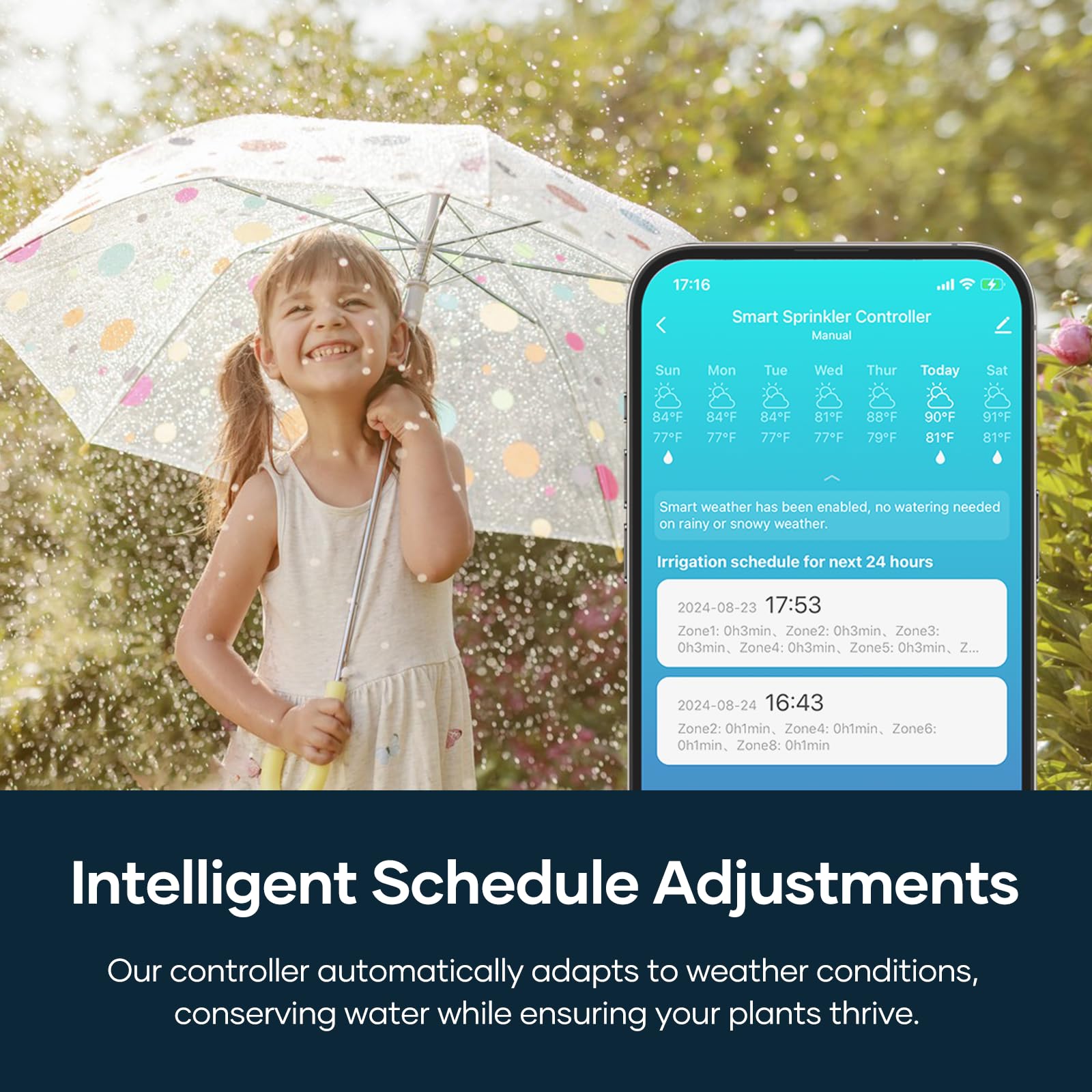 tolviviov mobile app screen showing zone schedule and manual start