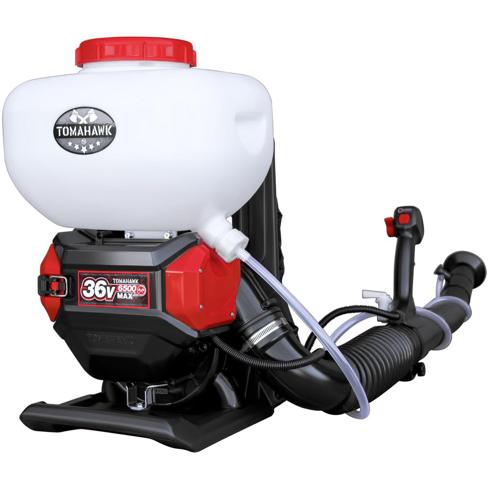 Tomahawk front view showing fogger body and benefits of durable construction