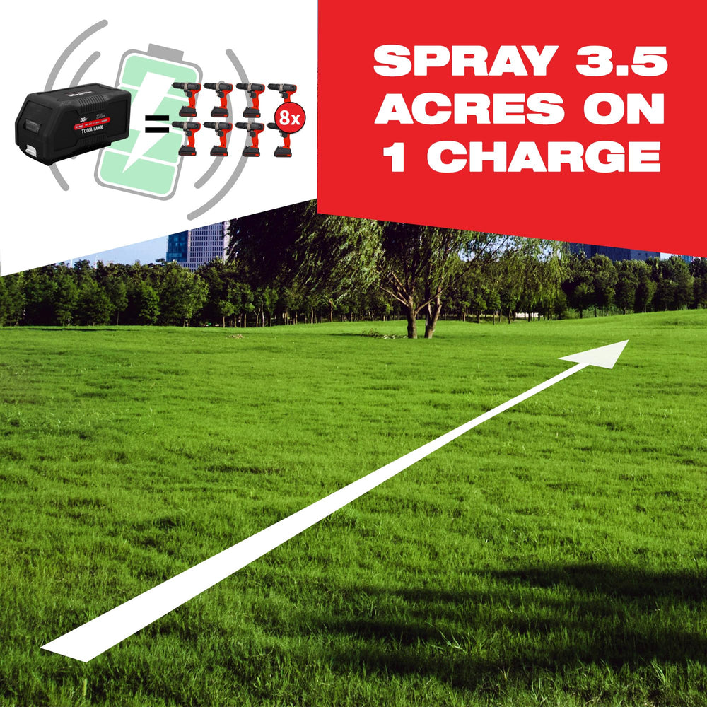 Tomahawk nozzle illustrating 25ft reach for thorough coverage
