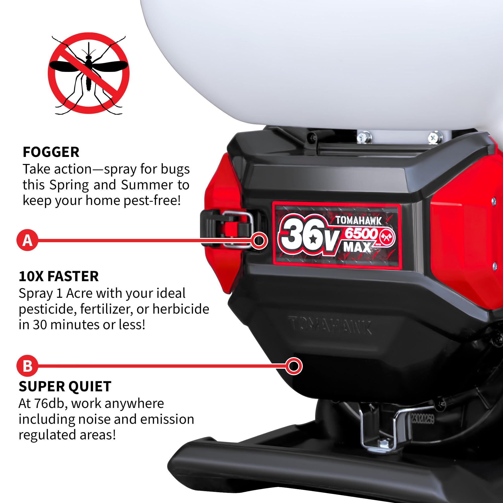 Tomahawk 4-gallon tank label showing easy fluid visibility and capacity