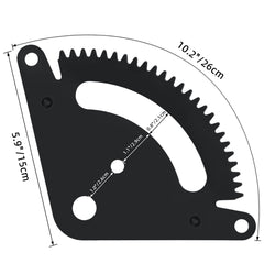 Tomanic sector plate front view demonstrating durable powder-coated steel for long life
