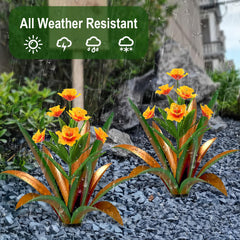 TOMBABY daffodil bloom detail on metal agave highlighting hand-painted petals and bright color retention