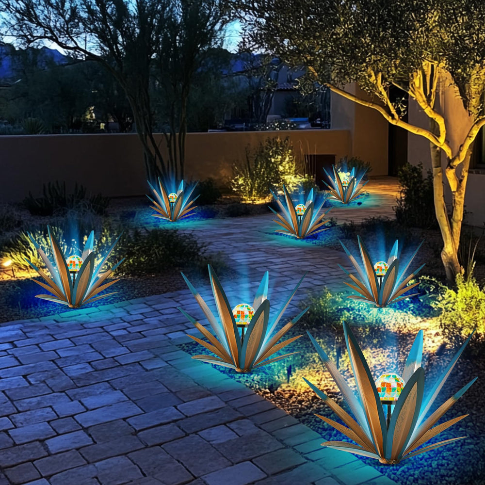 TOMBABY agave in garden setting at dusk delivering soft ambient light