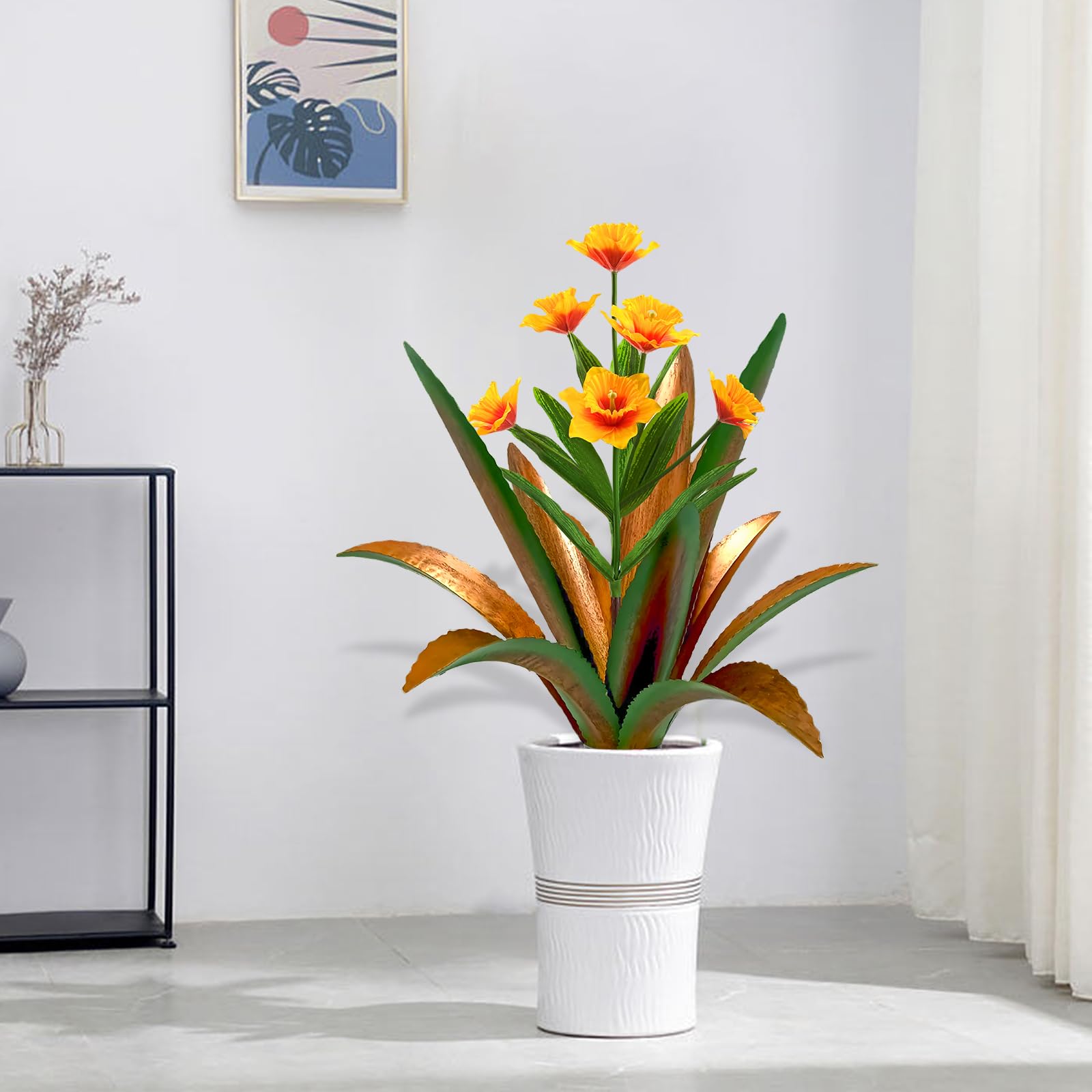 TOMBABY agave sculptures staged on a patio with pots to illustrate aesthetic curb appeal and styling ideas