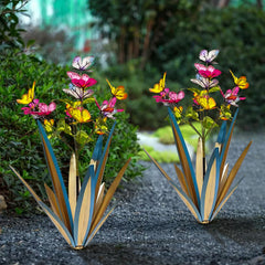 TOMBABY front view of blue metal butterfly pair showcasing bright finish and appeal