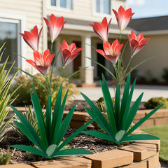 TOMBABY front view of agave and lily pair showing overall shape and finish, enhances curb appeal