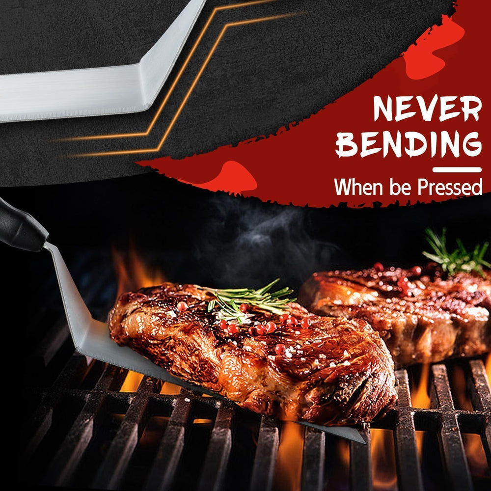 TOMBRO spatula beveled edge detail enabling precise flipping and scraping