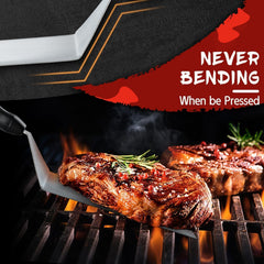 TOMBRO spatula beveled edge detail enabling precise flipping and scraping