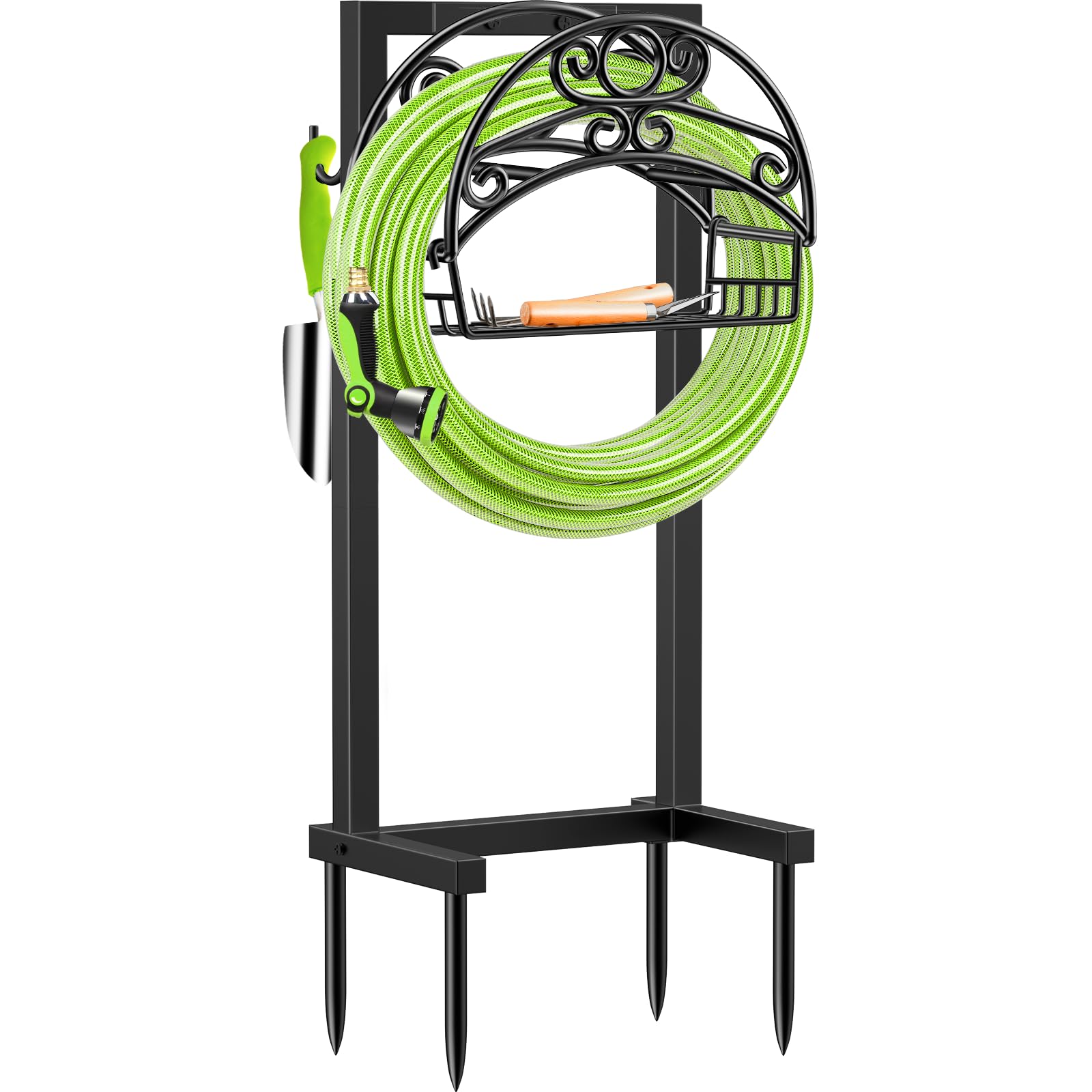 TomCare front-facing stand showing tidy hose storage and elegant yard styling