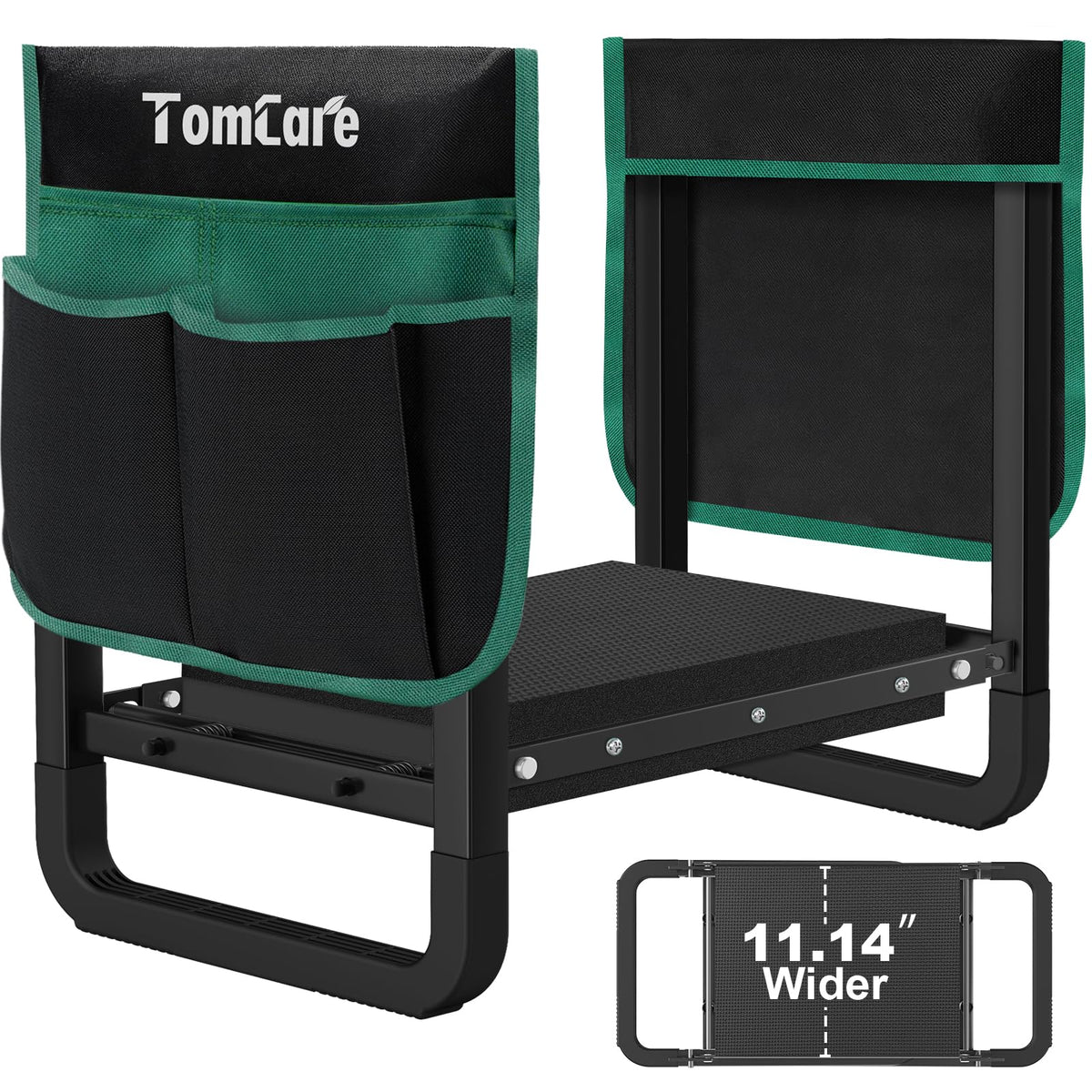 TomCare front view folded seat showing compact portability and sturdy support