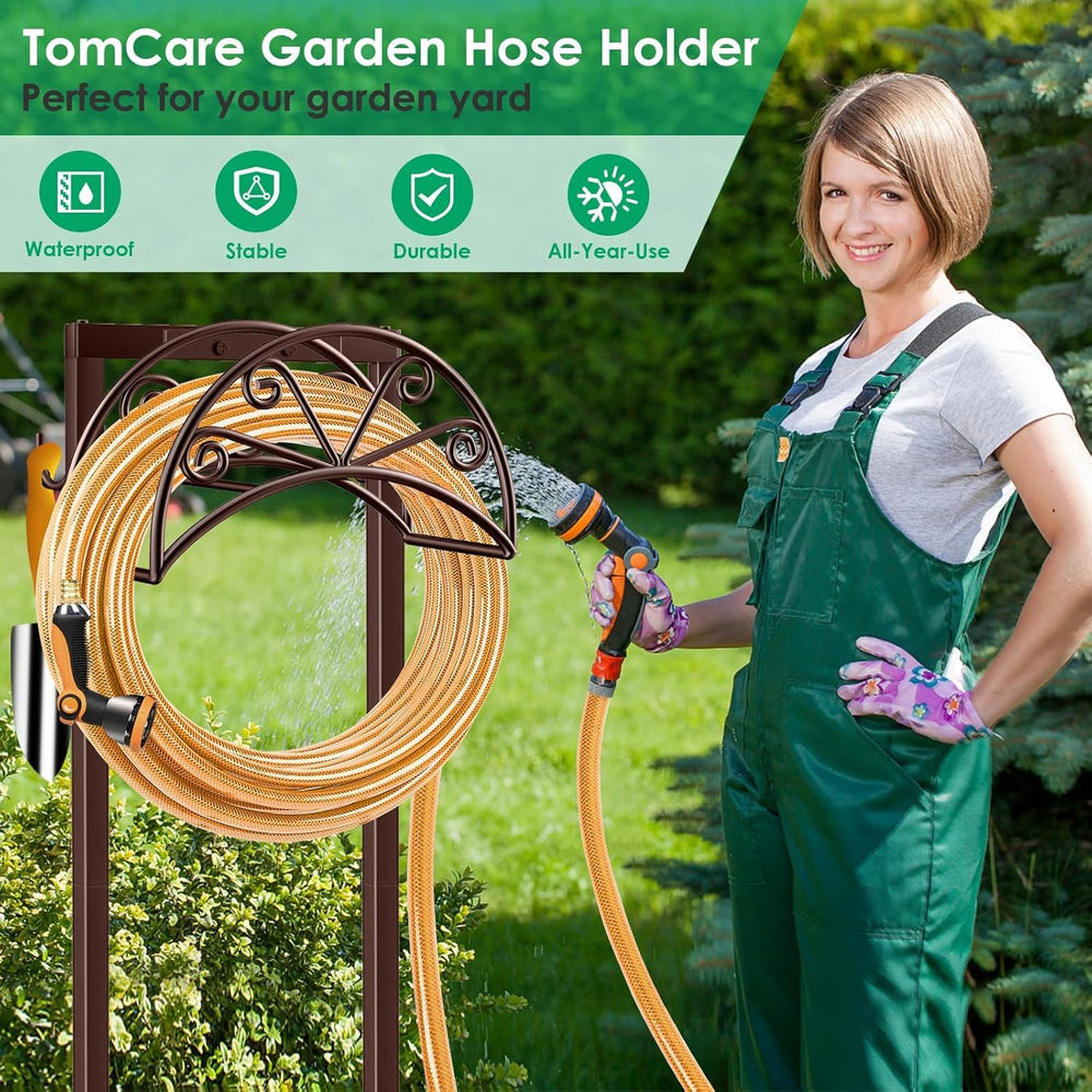 TomCare hose loaded on stand demonstrating large capacity storage