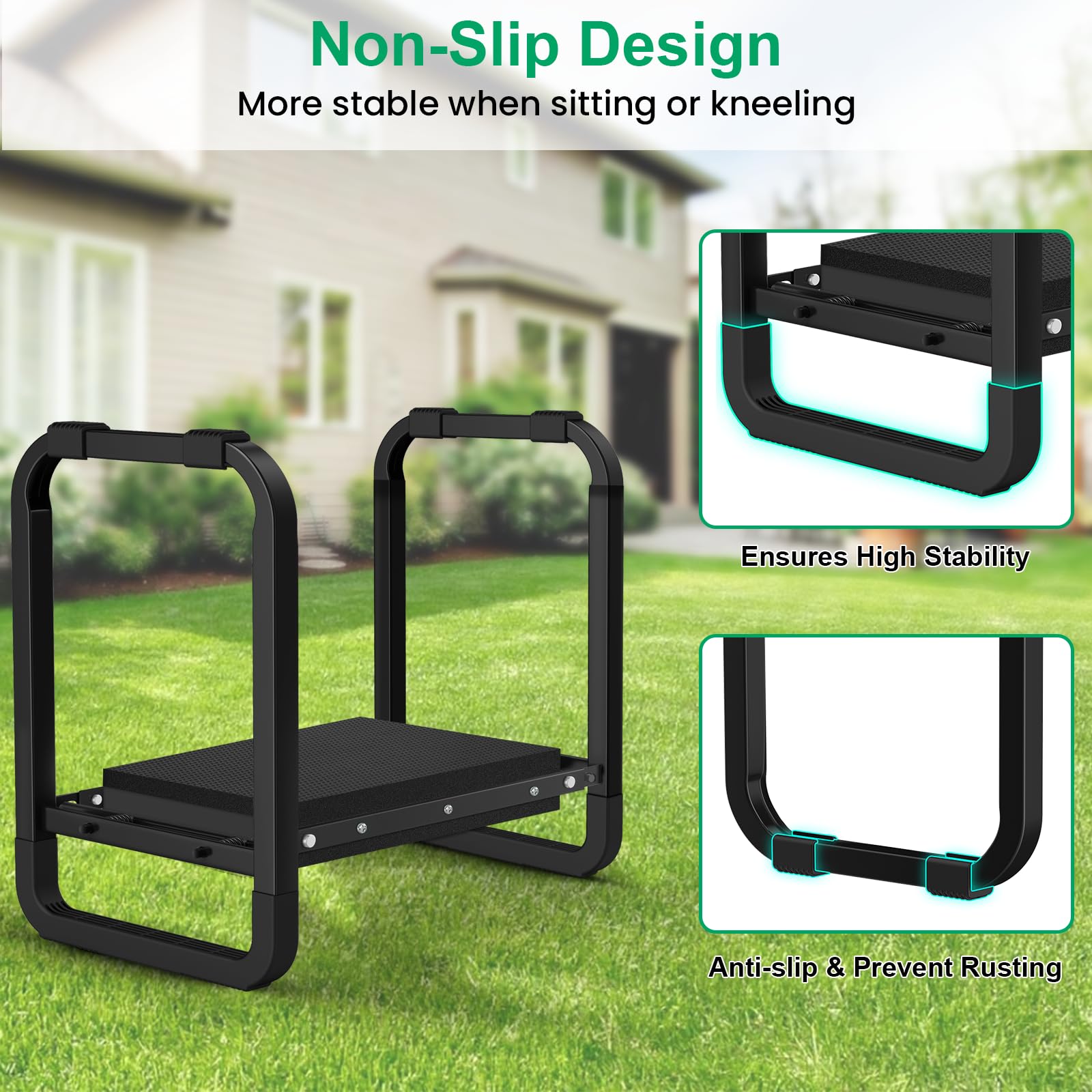 TomCare metal frame detail highlighting durable steel construction and stability