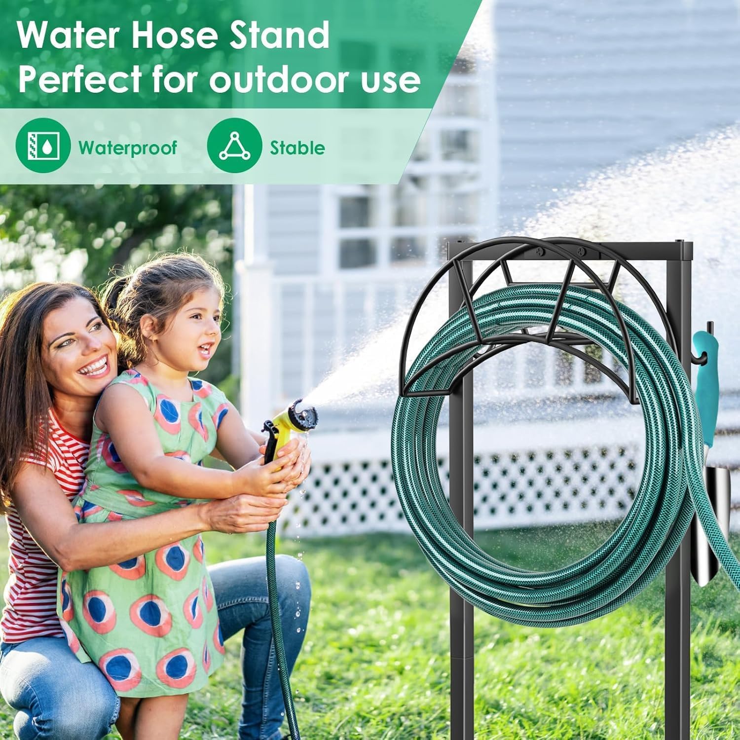 TomCare side profile installed in garden showing low-profile stability benefit