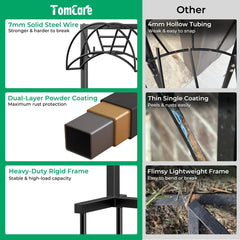 TomCare base spikes driven into soil showing secure anchoring benefit