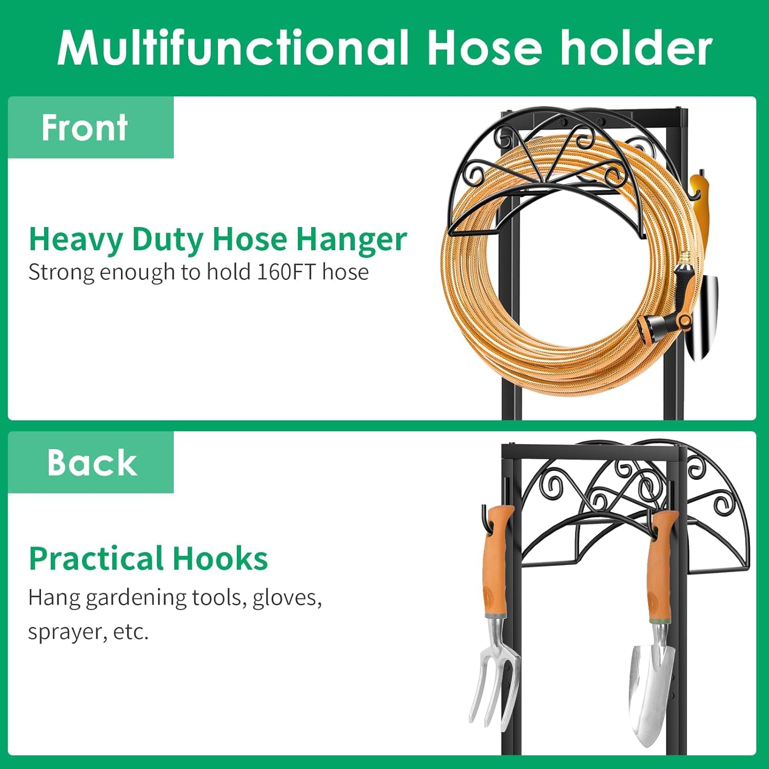 TomCare dual tool hooks holding tools to keep gardening items organized