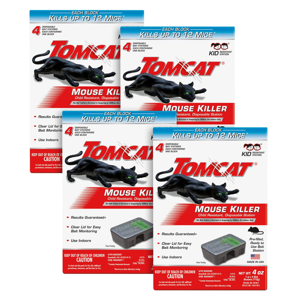 Tomcat front packaging showing four packages and compact stations for convenience