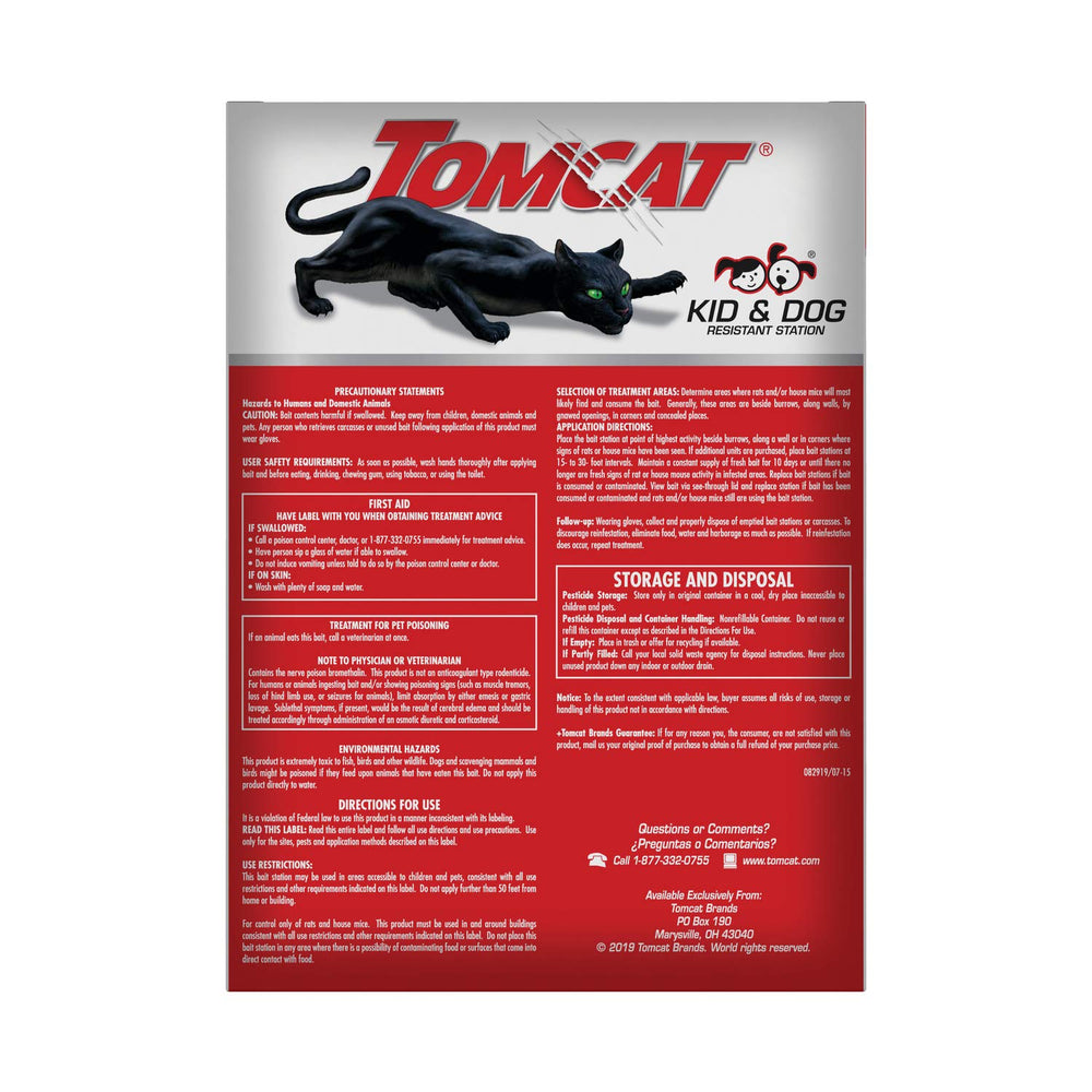 Tomcat etiqueta con instrucciones y advertencias de uso visibles