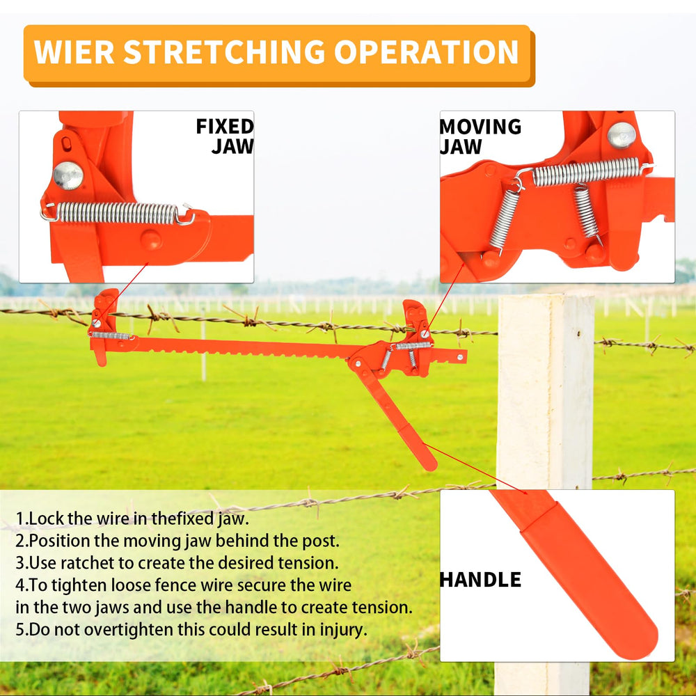 TOMESHA tool in use on barbed wire demonstrating faster fence repairs benefit
