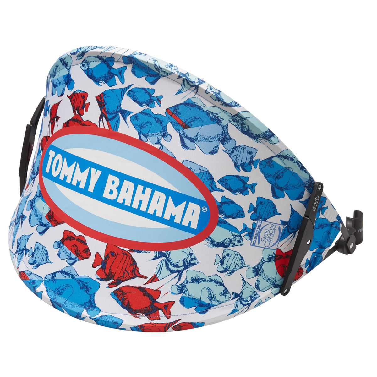 Tommy Bahama canopy front view on child chair showing shade and protection