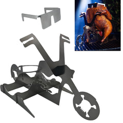 Tom's RiDICulous Things front view of flaming bike holder shows polished stainless and novelty design benefit