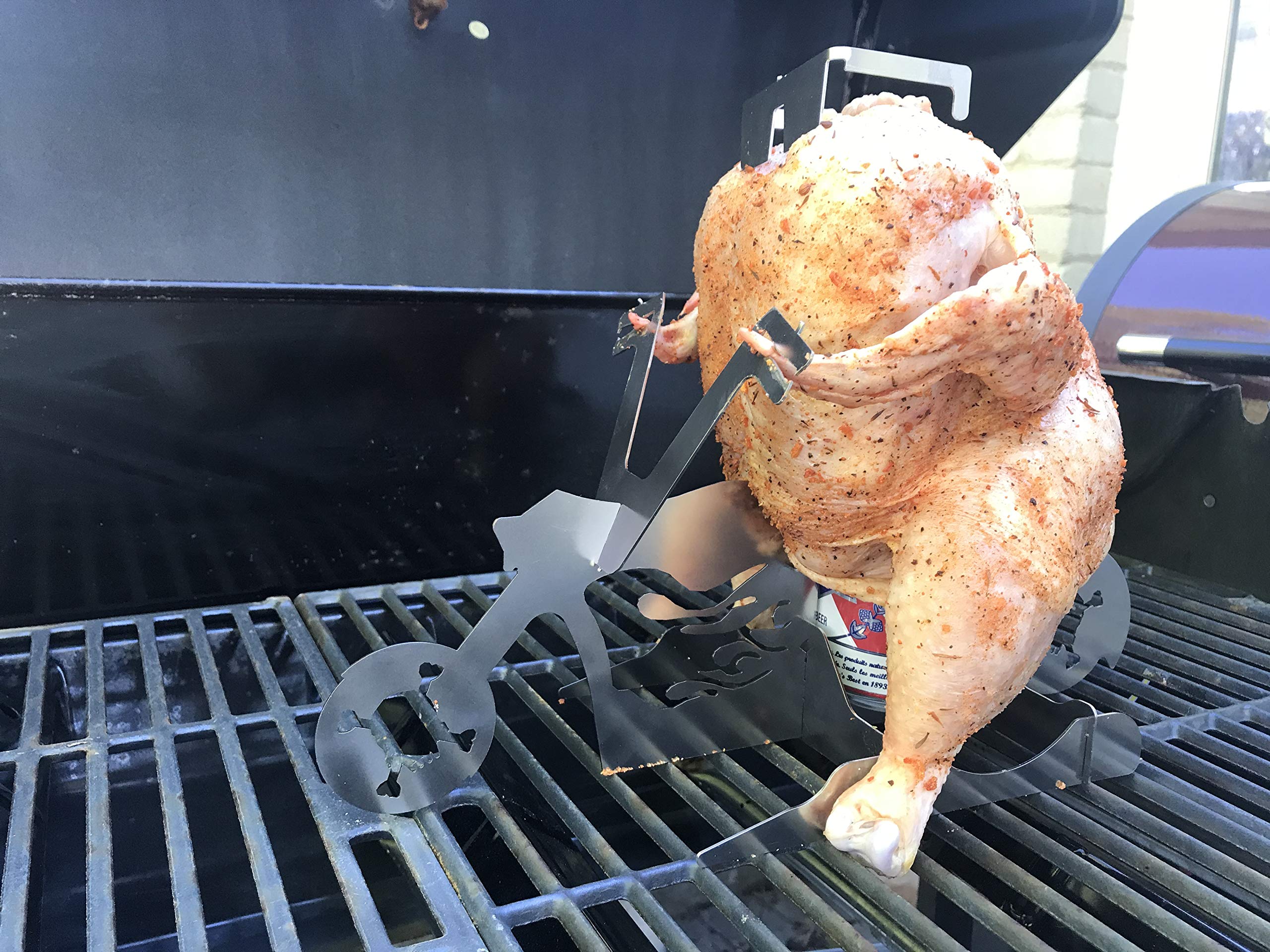 Tom's RiDICulous Things flaming bike on charcoal grill showing even heat exposure benefit