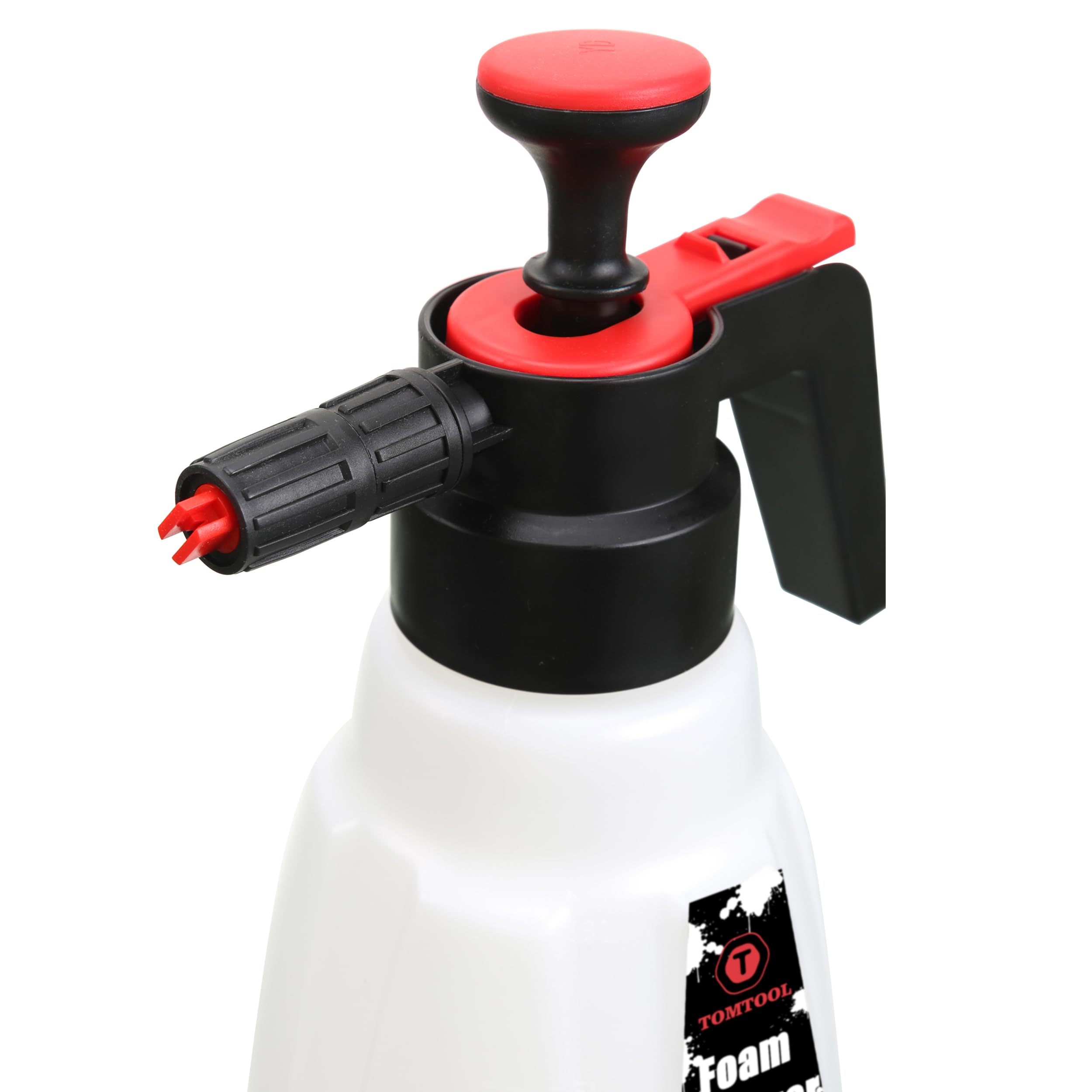 TOMTOOL spraying thick snow foam on car surface to loosen dirt quickly
