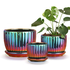 Ton Sin purple planters front view showing color and shape, enhances decor