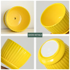 Ton Sin side profile of saucer and base fit showing stable placement and furniture protection