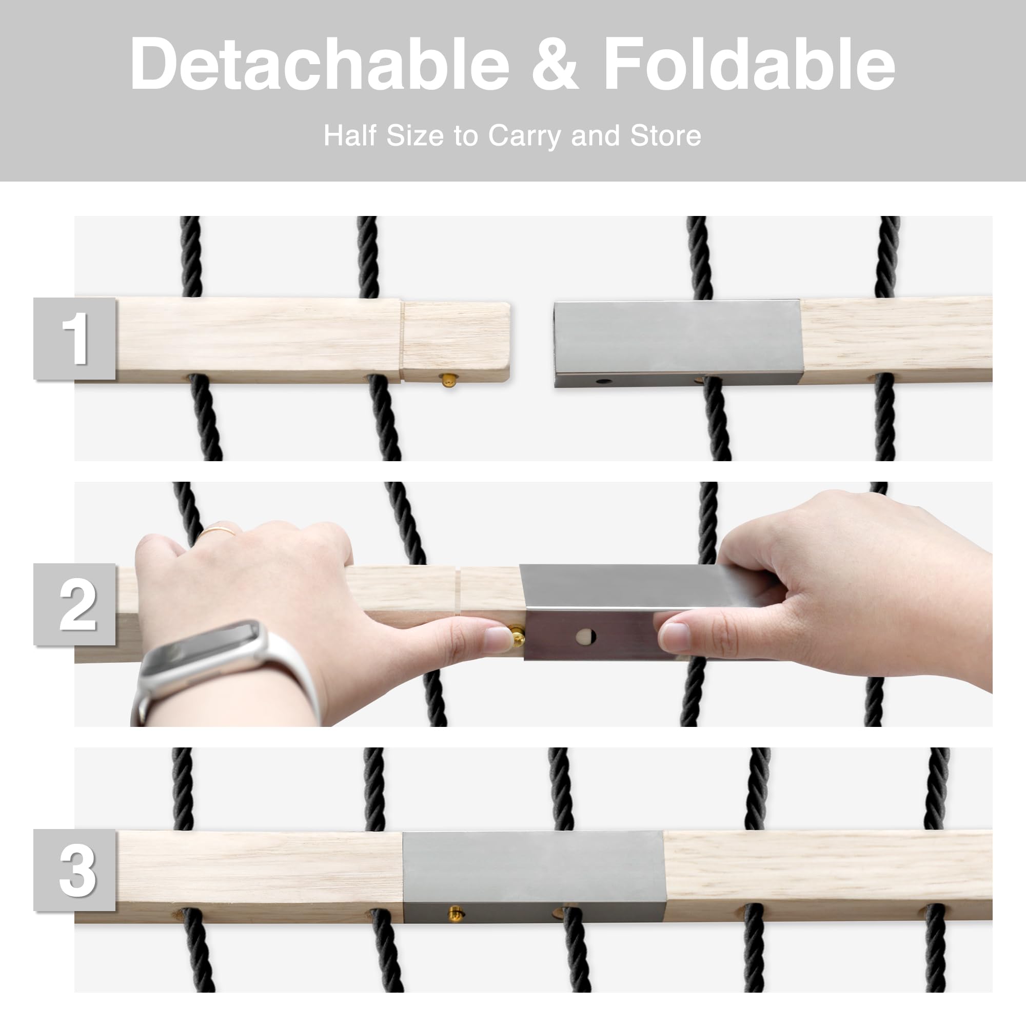 TONAHUTU rope and spreader bar close-up showing secure attachment and durability