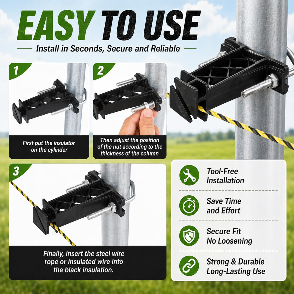 Tondiamo insulator snapped onto a 2" round post showing secure fit