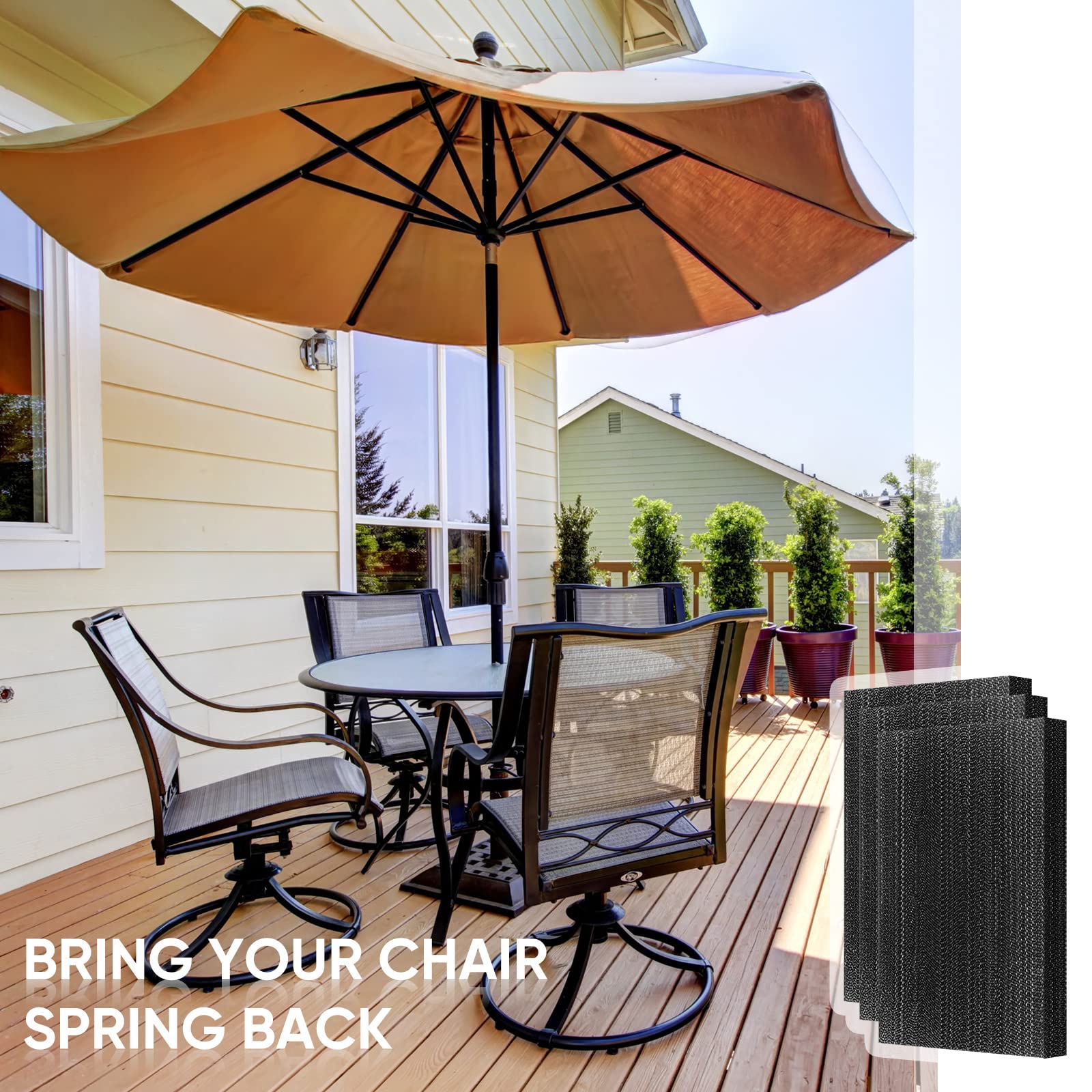 Tondiamo repaired patio chair in a backyard setting showing renewed comfort benefit