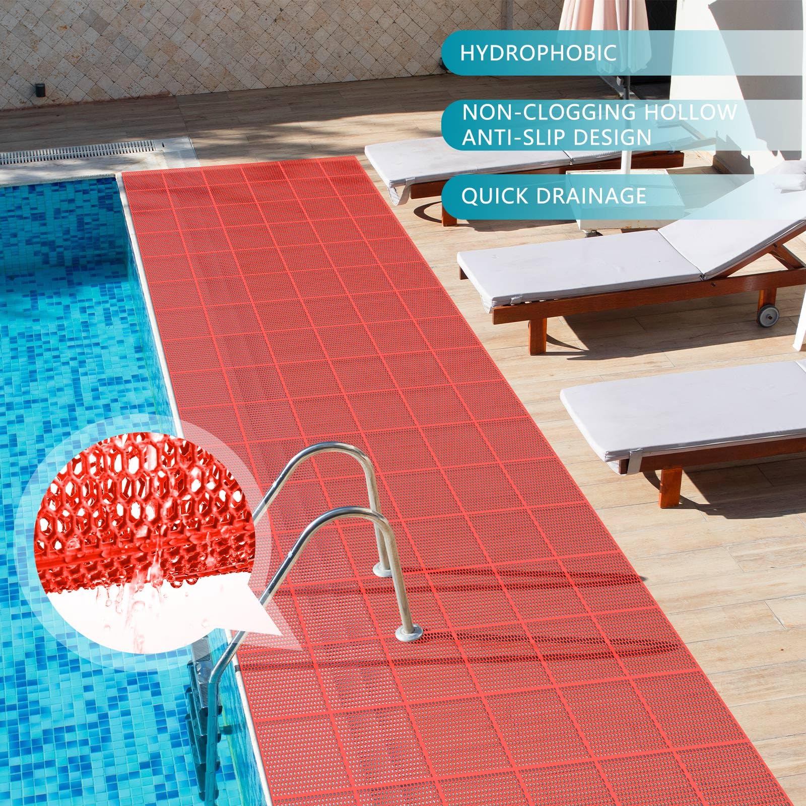 Tondiamo mat edge showing 0.18 inch thickness for cushioning and durability benefit