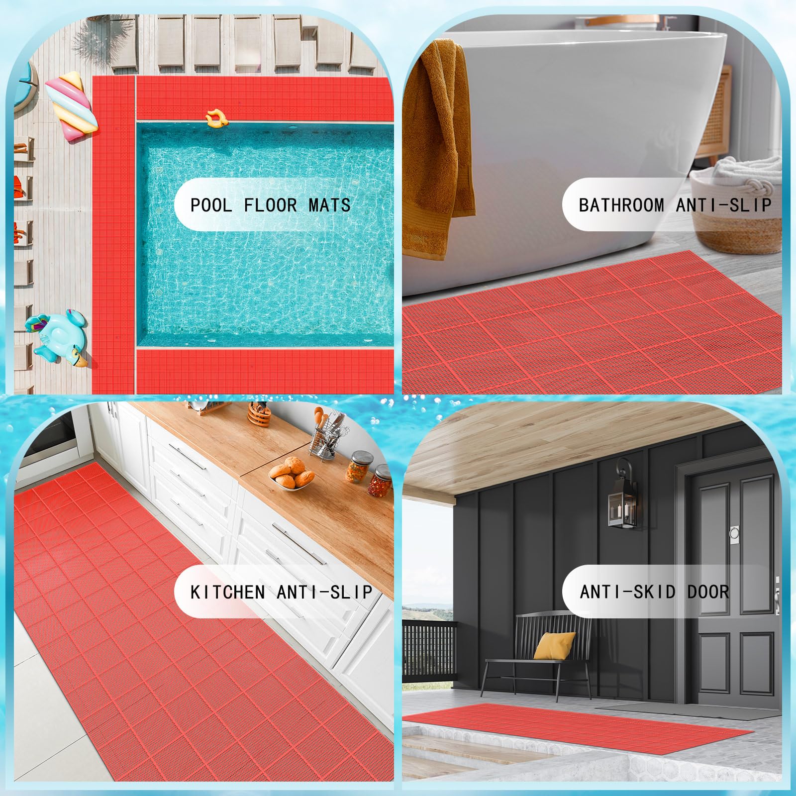 Tondiamo poolside installation demonstrating safer footing and reduced water pooling benefit